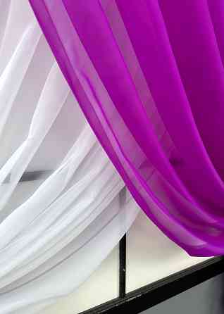 Кухонные шторки VR-Textil № 060к «Дуэт» с подвязками фуксия с белым 330х170 см (52-1206) Киев