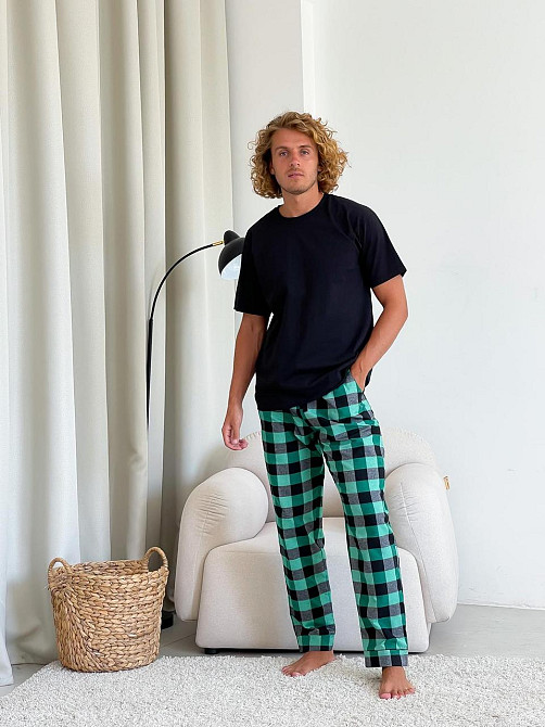 Чоловічі піжамні штани, зелено/чорні Київ - фото 1