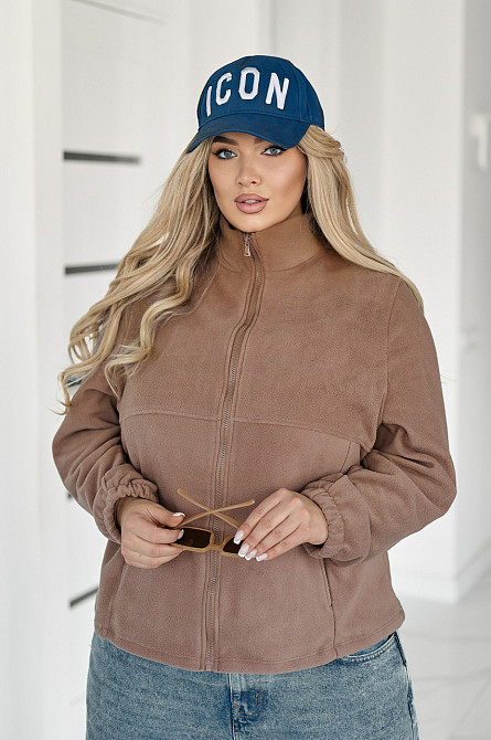 Флісова жіноча кофта на блискавці Jacket" | Норма та батал Капучино, 42-44 Київ - фото 3