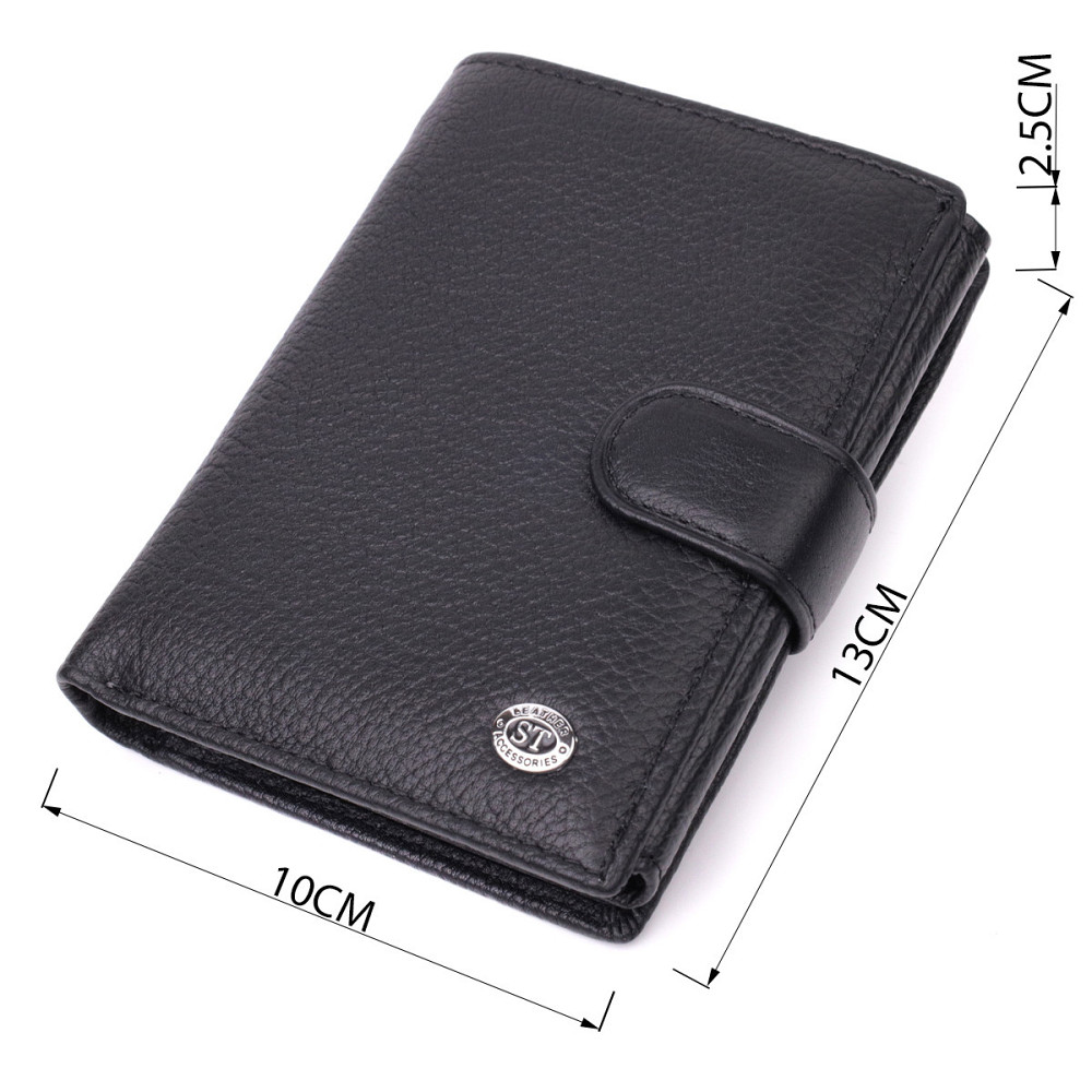 Солідний чоловічий гаманець з натуральної шкіри ST Leather 22467 Чорний Київ - фото 9