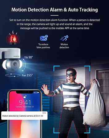 Камера IP 5/3mp PTZ Tuya Smart life прожектор, різновиду спостереження! Харків