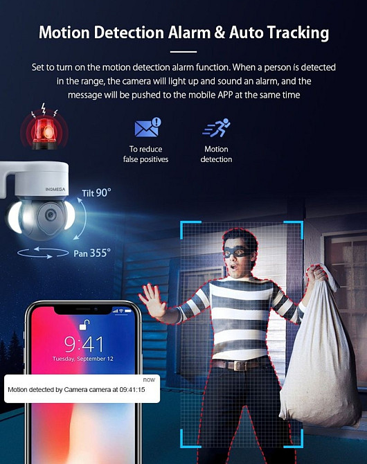 Камера IP 5/3mp PTZ Tuya Smart life прожектор,видеонаблюдения! Харьков - изображение 4