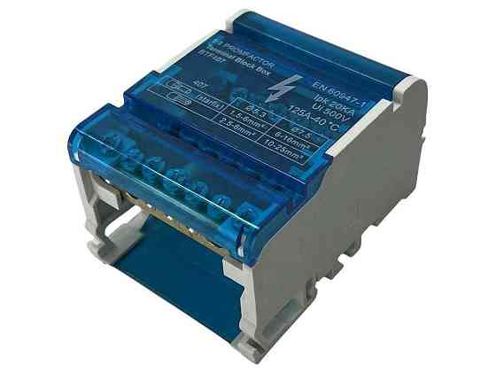 Шина нульова в корпусі 4P 125A 4x7 690V BTF407 DIN-рейка/гвинтовий/на монтажну панель ТМ PF Київ