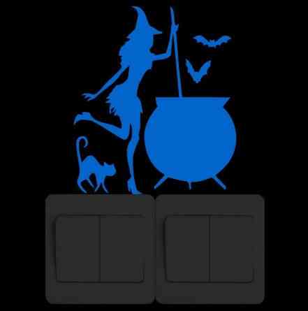 Наклейка на Хэллоуин фосфорная Ведьма 15 на 14 см синий Киев