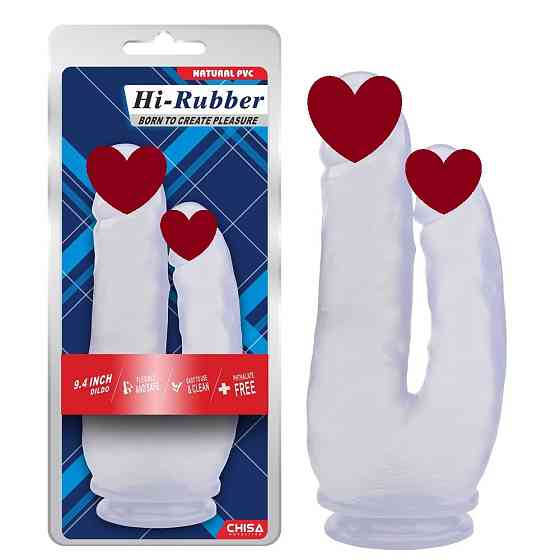 Фаллоимитатор двойной на присоске Chisa Hi-Rubber, прозрачный Sex Aura Киев