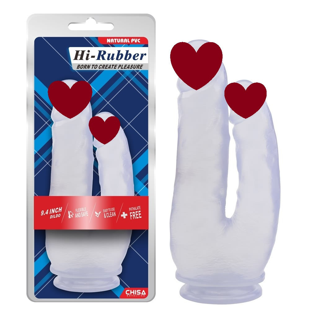 Фаллоимитатор двойной на присоске Chisa Hi-Rubber, прозрачный Sex Aura Киев - изображение 1