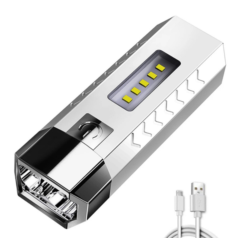 Фонарик повербанк аккумуляторный светодиодный с USB разъёмом 4 режима 11.5 на 3.5 см серый Киев - изображение 3