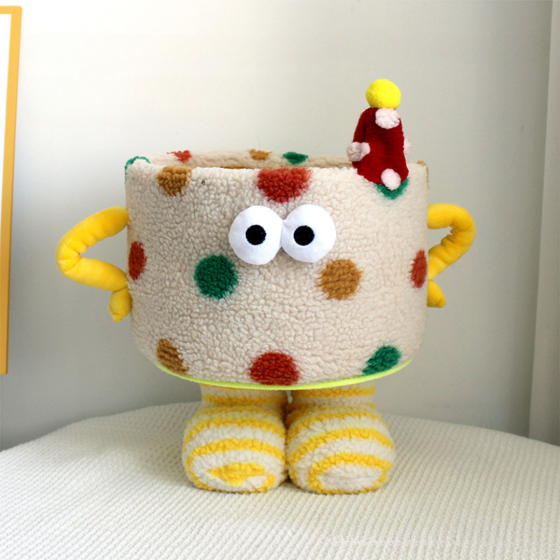 Корзина для игрушек плюшевый органайзер в детскую комнату мягкий для вещей и игрушек детская.В горошек Каменец-Подольский