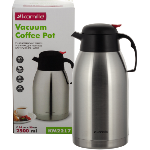 Термос "конференція" 2500мл з пластик.кришкою нержавіюча сталь Конференція KAMILLE 2217 Житомир