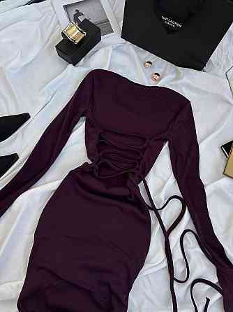 Элегантное женское платье с выразительным разрезом плотный рубчик Баклажан, 46/48 Одесса