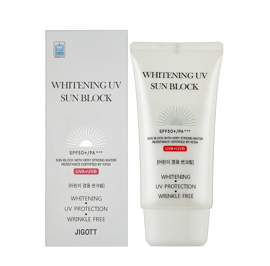 Солнцезащитный отбеливающий крем WHITENING UV SUN BLOCK CREAM SPF50 PA+++ Jigott 70 мл Киев - изображение 2