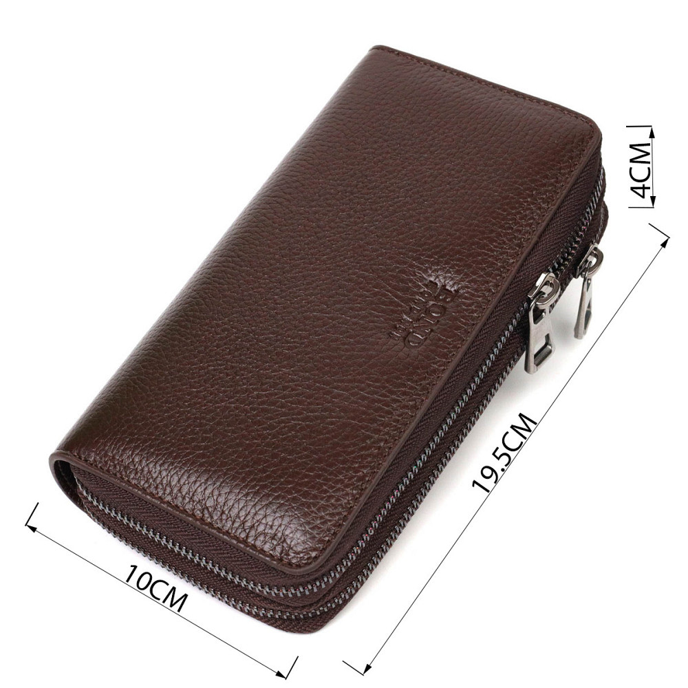 Місткий чоловічий клатч із двома відділеннями з натуральної шкіри BOND 22025 Коричневий Київ - фото 8