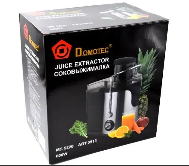 Центробежная соковыжималка DOMOTEC MS-5220 мощностью 600 Вт для фруктов и овощей, эффективная и удобная Одесса - изображение 5