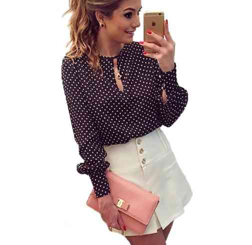 Жіноча блузка в горох чорно-білий Київ