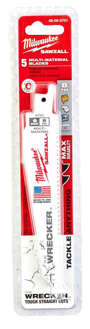 Полотно для шабельних пил WRECKER MILWAUKEE, 150х3,6/2,3мм, (5шт), (метал, деревина з цвяхами) Одесса - изображение 2