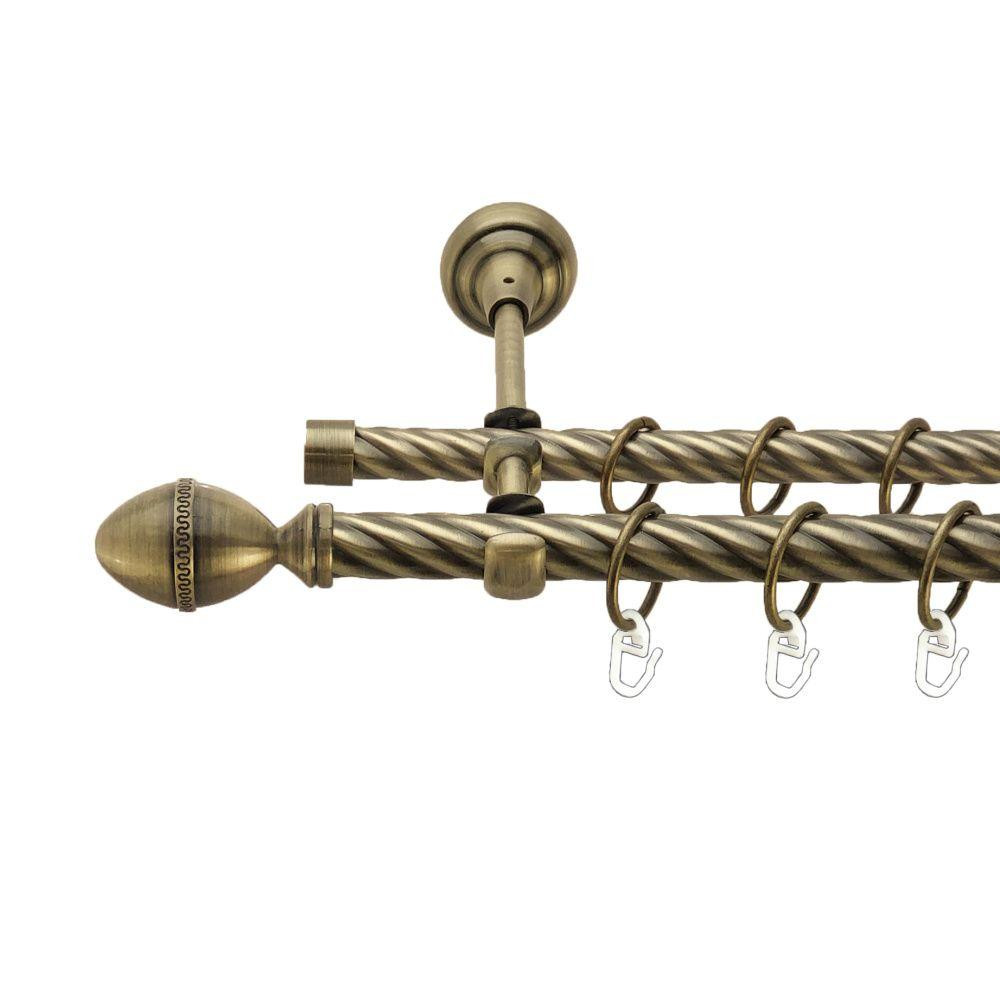 Карниз Orvit Фарже металевий дворядний відкритий скручена труба кільце металеве Антик 19\16 мм 300 см (00-00022042) Львів - фото 1