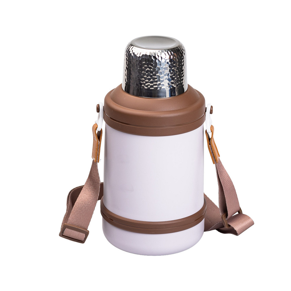 Термос Vacuum Cup 1.5 літра з ремінцем і складною ручкою коричневий HP-14-21V Коломия - фото 2