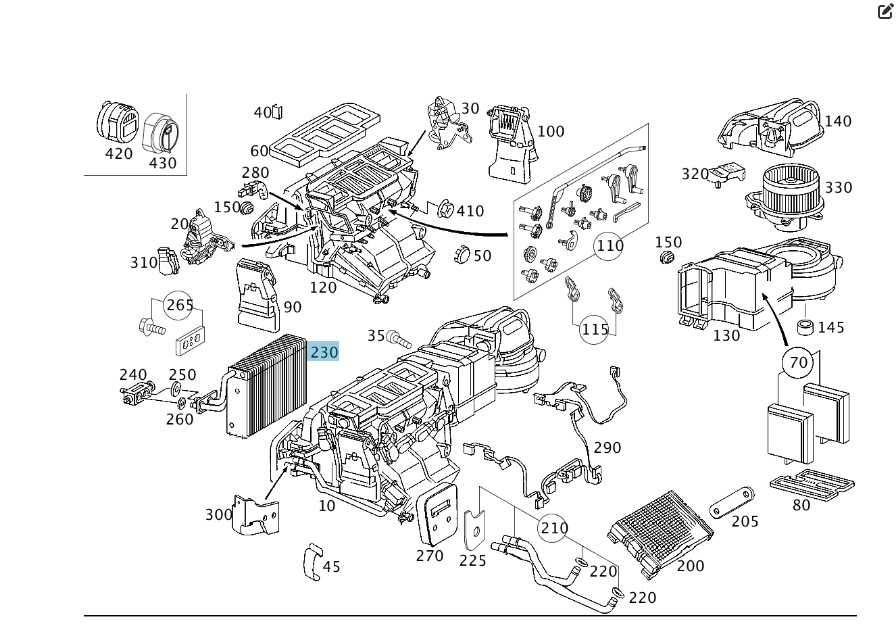 Mercedes-Benz  A2098300158 Випарник кондиціонера C-class W203 CLK Coupe C209 G-class W463 C-class S203 CL203 Sportcoupe CLC C203 CLK Cabriolet A209 Одеса - фото 2