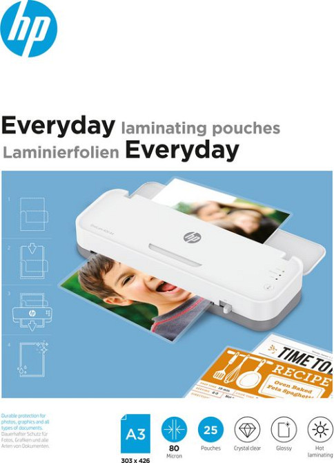 Плівка для ламінування HP Everyday Laminating Pouches, A3, 80 Mic, 303 x 426, 25 pcs Винница - изображение 1