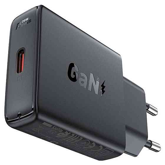 Мережевий зарядний пристрій ACEFAST A65 PD20W GaN single USB-C ultra-thin charger Black 6974316282686 Одеса