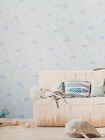 Обои винил на флизелине AS Creation Mia and Paul 0.53х10 детские море рыбы дельфины кораллы водоросли голубые Киев