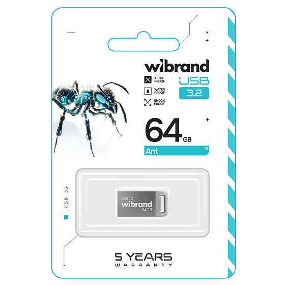 Флешка flash Wibrand USB 3.2 Gen1 Ant 64GB Silver WI3.2 / AN64M4S Одеса