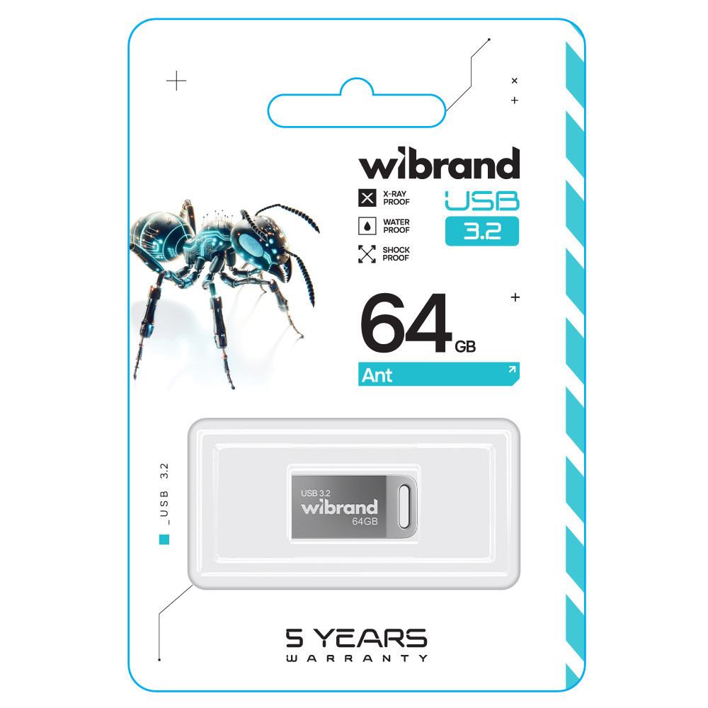 Флешка flash Wibrand USB 3.2 Gen1 Ant 64GB Silver WI3.2 / AN64M4S Одеса - фото 2