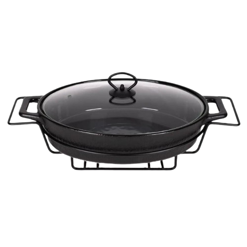 Марміт овальний 3,5л 43*26,5*12см скляна кришка + метал.підставка чорний 6430 KAMILLE Житомир - фото 3