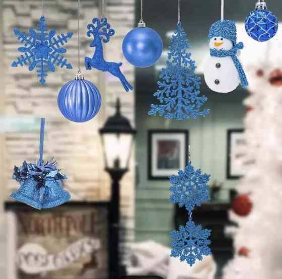 Новорічні наліпки "Сніговик та олень з сніжинками" - розмір стікера 25*70см, силікон Київ