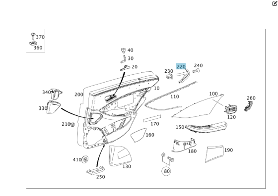 Mercedes-Benz  A2197300948 7F24 Хром накладка торця карти задніх лівих дверей CLS C219 Одеса