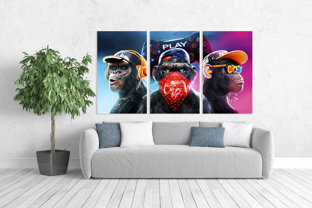 Модульна картина у вітальню/ спальню     Мавпи      ART-039_3A Київ - фото 2