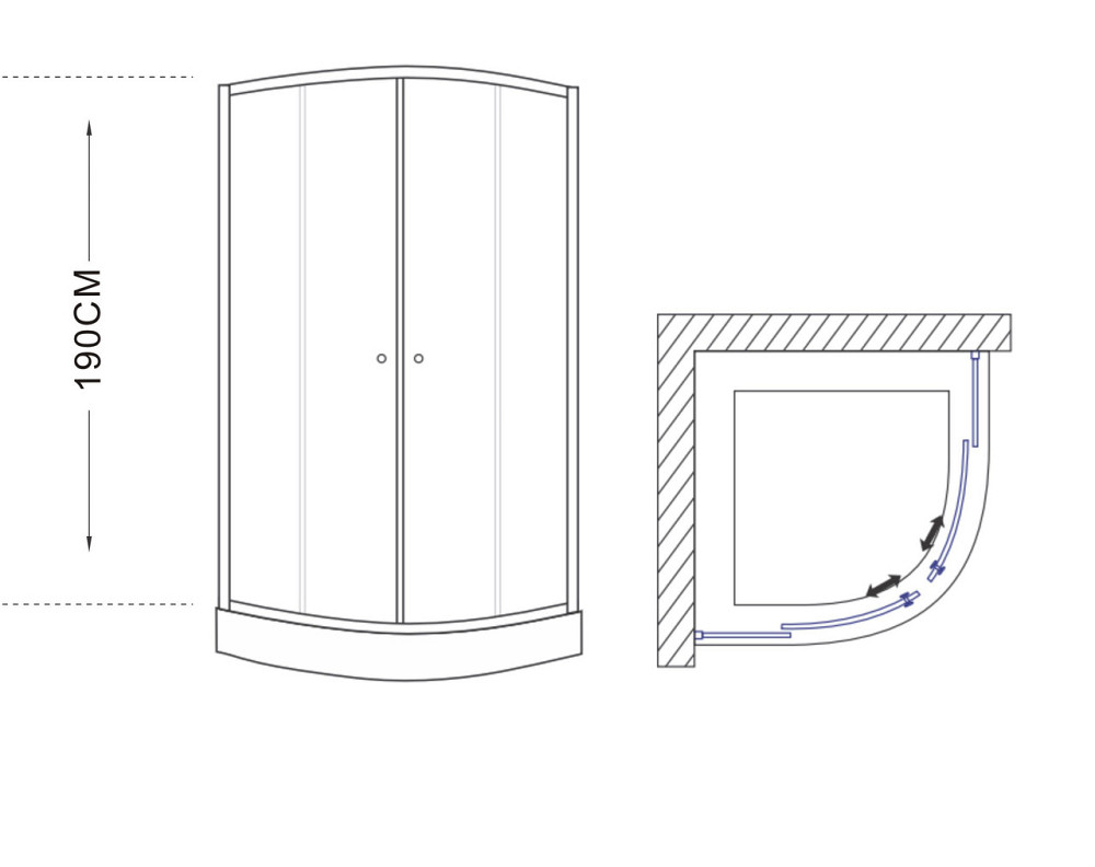 Скляна душова кабіна AVKO Glass RDS06 90х90х190 см Chrome перегородка для душу Київ - фото 3