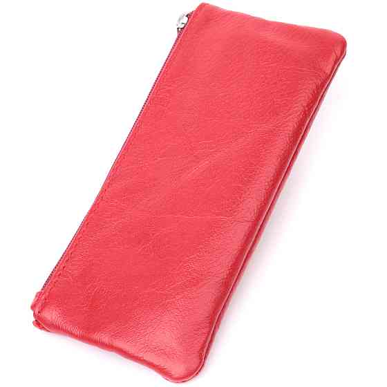 Яркая кожаная ключница на молнии ST Leather 22557 Красный Киев