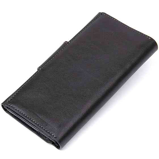 Шкіряне глянсове портмоне GRANDE PELLE 11471 Чорний Київ