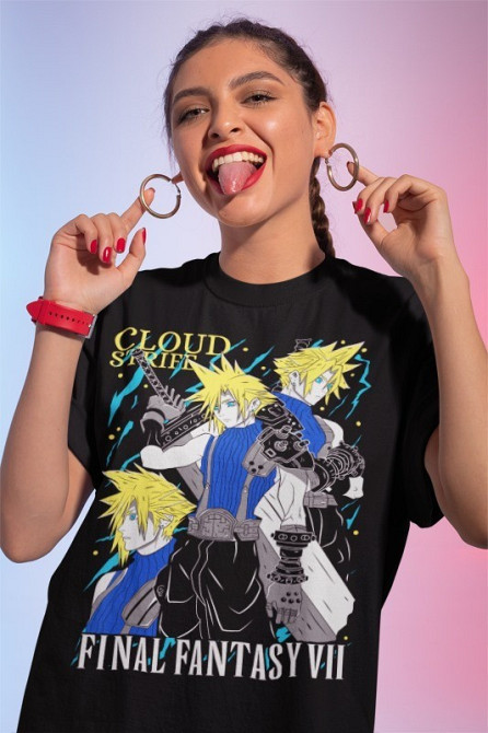 Футболка для хлопчика з аніме принтом Фінал Фантасй Фф Клоуд оверсайз (зріст від 165 до 180) Чорний AnimeJ0308m Дніпро - фото 4