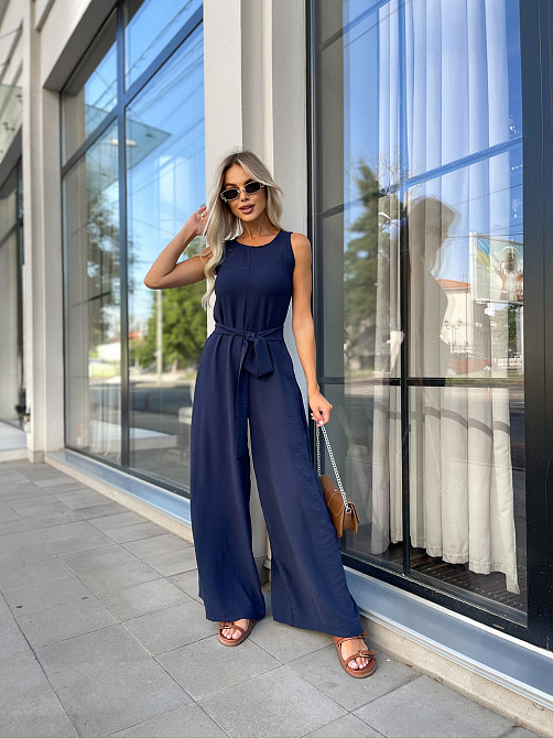 Женский комбинезон с широкими брюками Vita 46-48, Темно-синий Киев - изображение 2