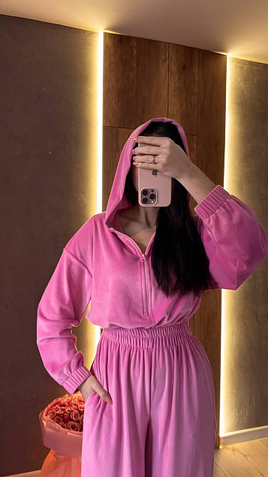 Жіночий стильний повсякденний комбінезон велюр плюш Барбі, 44/46 Одеса - фото 9