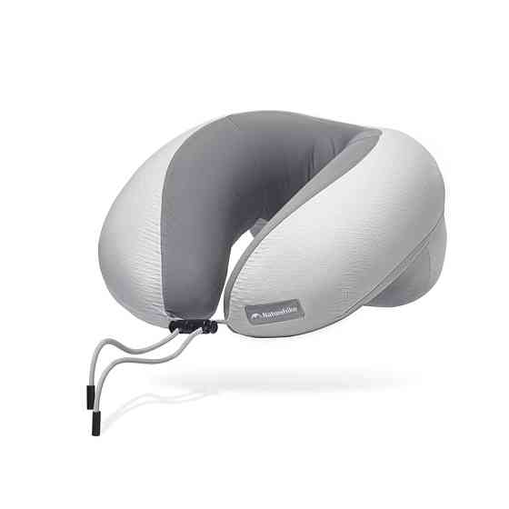Подушка надувна для шиї Naturehike CNK2550WS040, сіра з чохлом для надування Київ