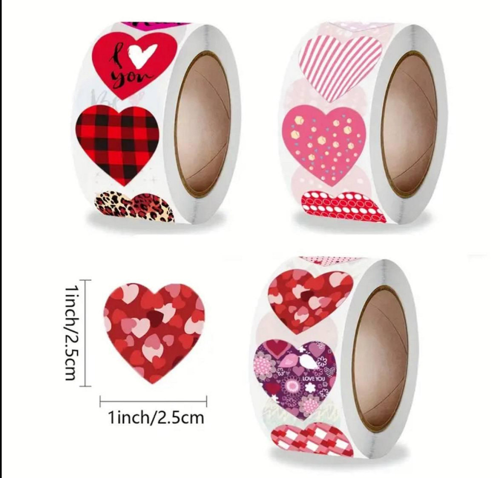 Наліпки сердечка 500 шт 10 дизайнів – стікери для пакування Київ - фото 2