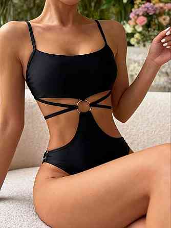 Слитный купальник с боковыми вырезами М черный Киев