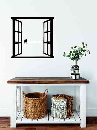 Декоративное настенное Панно «Птицы в окне» Декор на стену 70*66 см, Черный Киев