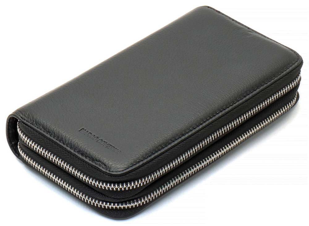 Стильний чоловічий клатч з двома відділеннями на блискавці з натуральної шкіри Marco Coverna Чорний Київ - фото 2