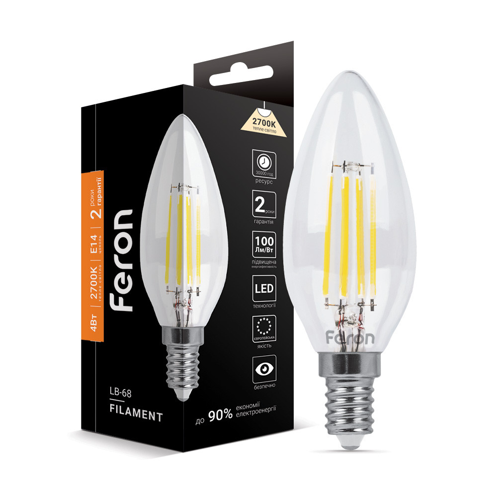 Світлодіодна лампа Feron Filament LB-68 4Вт E14 2700K Харків - фото 1