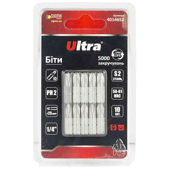 Біти PH2×25мм 1⁄4" 10 шт S2 (блістер) ULTRA (4014652) Київ
