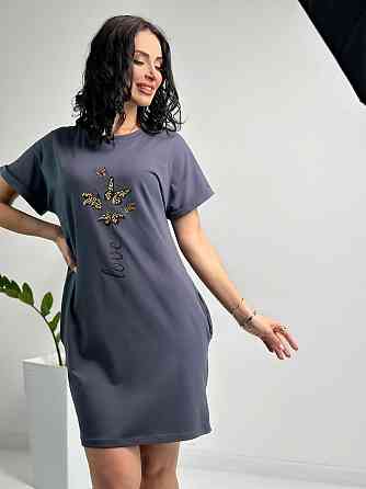 Літня сукня міні з принтом "Glide" оптом | Батал Графіт, 50-52 Київ