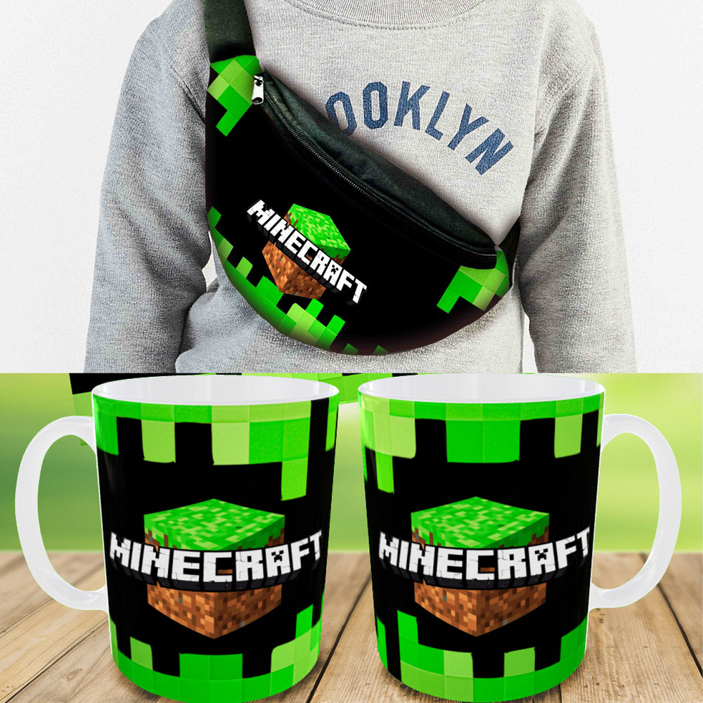 Набір: Сумка-бананка+ Кружка майнкрафт "Minecraft" дитяча з принтом (00128) Київ - фото 1