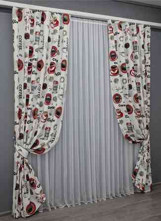 Комплект готових фото-штор VR-Textil Coffee-House № 1496ш Різнобарвний 100х270 см 2 шт (31-976) Київ