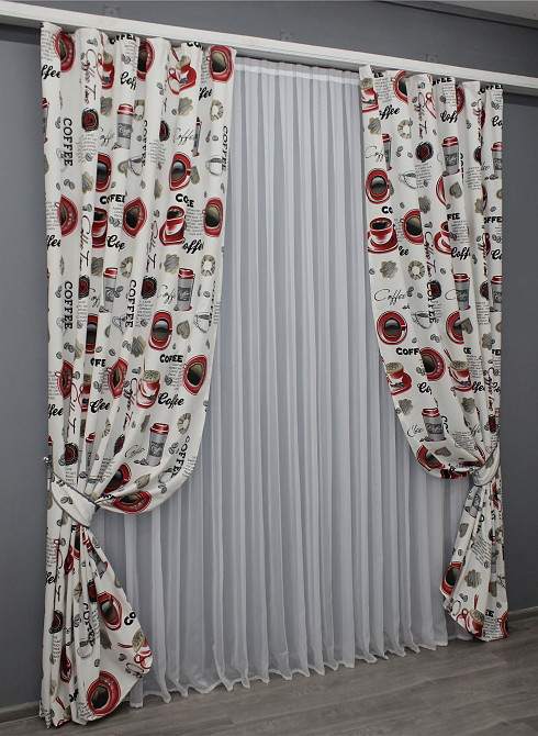 Комплект готових фото-штор VR-Textil Coffee-House № 1496ш Різнобарвний 100х270 см 2 шт (31-976) Київ - фото 3