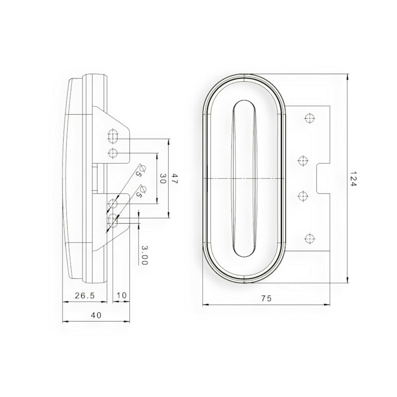 Фонарь овальный красный 125х50мм с кронштейном FT-070 C, K маркерный Мукачево - изображение 1