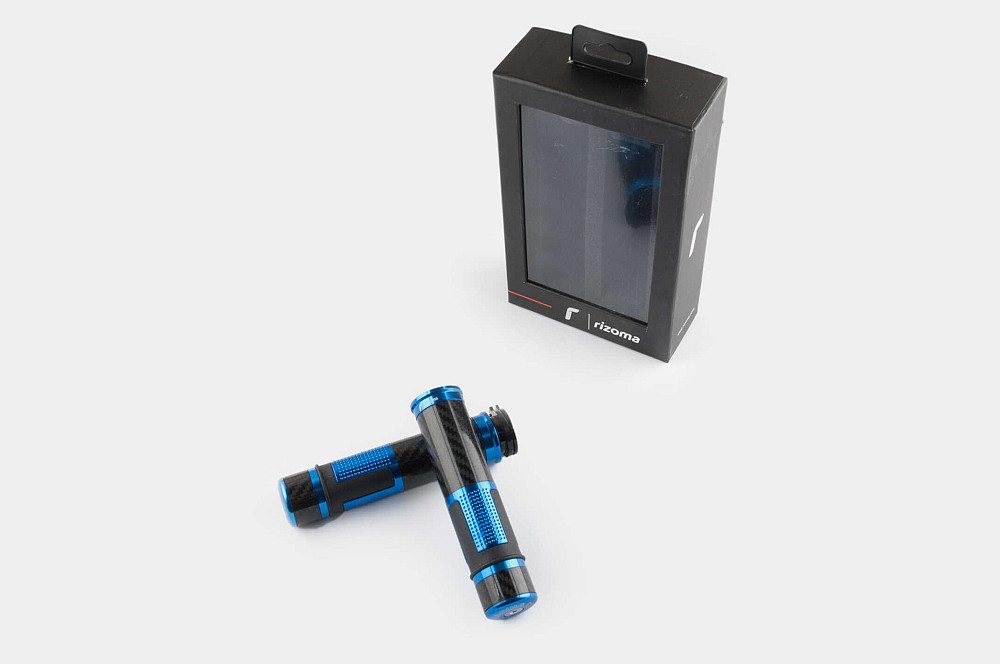 Ручки керма карбон з алюмінію. відбійником (сині) RIZOMA Київ - фото 1